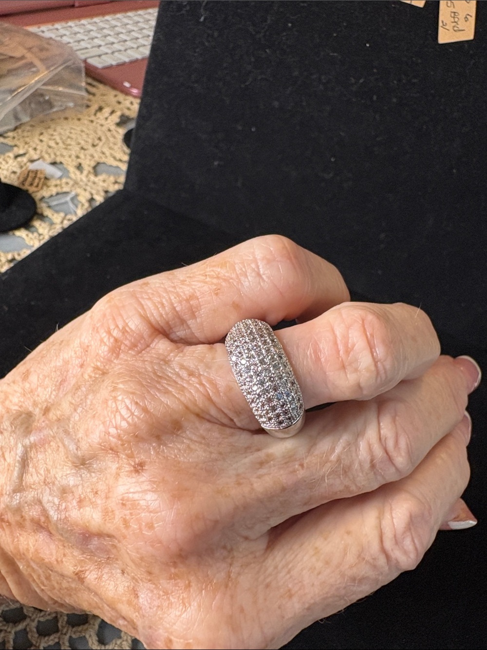 Sterling Silver Pavé Dome Ring in Sparkling White Sz 7